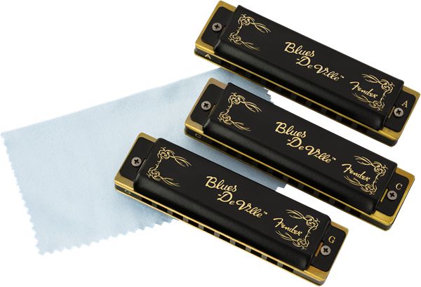 Fender Blues DeVille Harmonica (3 pack) with Case-Ukulele & Folk-Fender-Logans Pianos