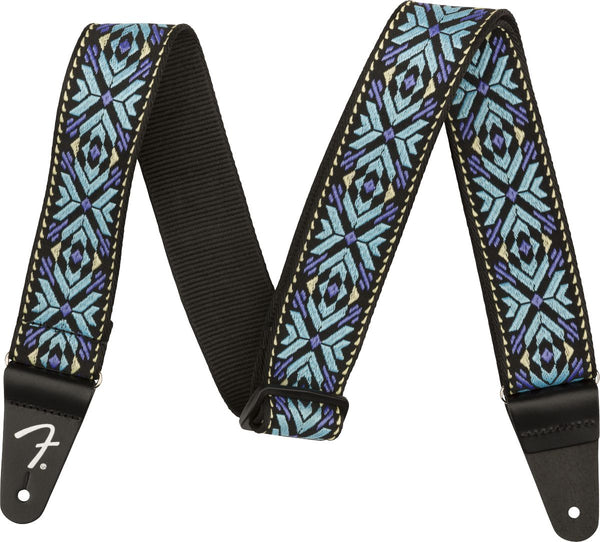 Fender Pasadena Woven Guitar Strap-guitar straps-Fender-Blue Snowflake-Logans Pianos