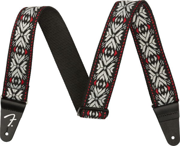 Fender Pasadena Woven Guitar Strap-guitar straps-Fender-Red Snowflake-Logans Pianos