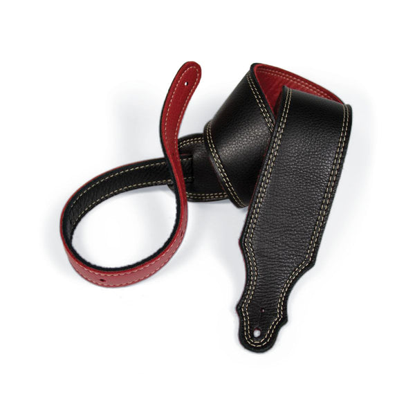 Franklin 2.5" 3-Ply Reversible Glove Leather Strap-Guitar & Bass-Aroma-Black/ Red-Logans Pianos