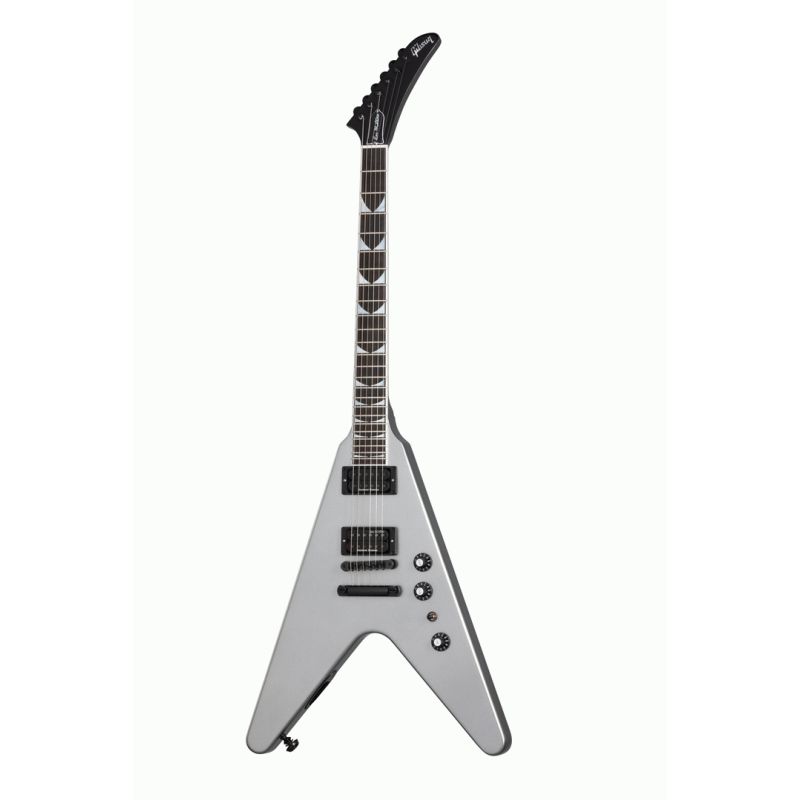 Gibson Dave Mustaine Flying V EXP Electric Guitar-Guitar & Bass-Gibson-Silver-Logans Pianos