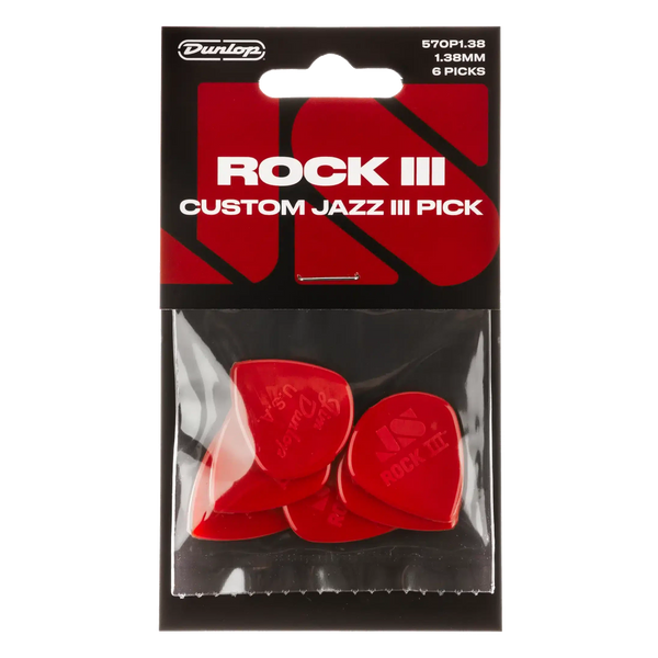 Jim Dunlop Rock III Jazz III Custom Player’s Pick Pack (6 Pack)-Guitar & Bass-Jim Dunlop-Nylon-Regular-Logans Pianos