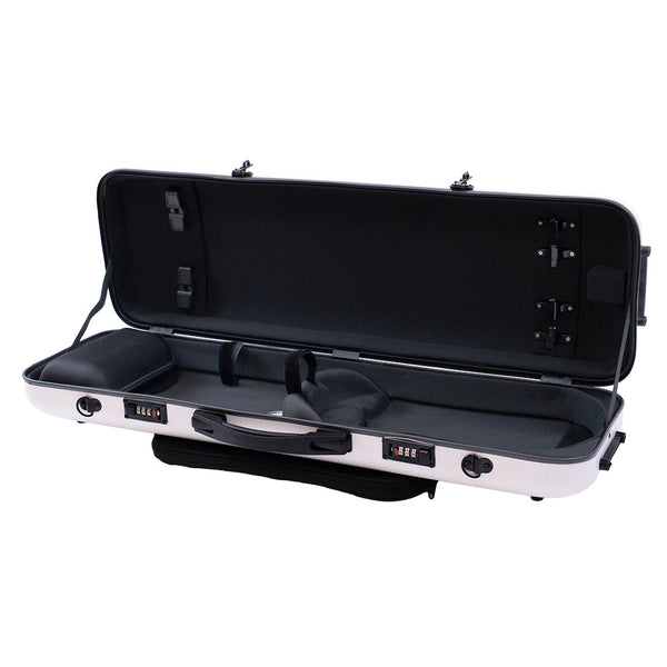 TG Oblong Violin Case Polycarbonate Snow White With Music Bag-Orchestral Strings-TG-Logans Pianos