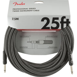 Fender Professional Series Instrument Cable-Guitar & Bass-Fender-25'-Straight/Straight-Gray Tweed-Logans Pianos